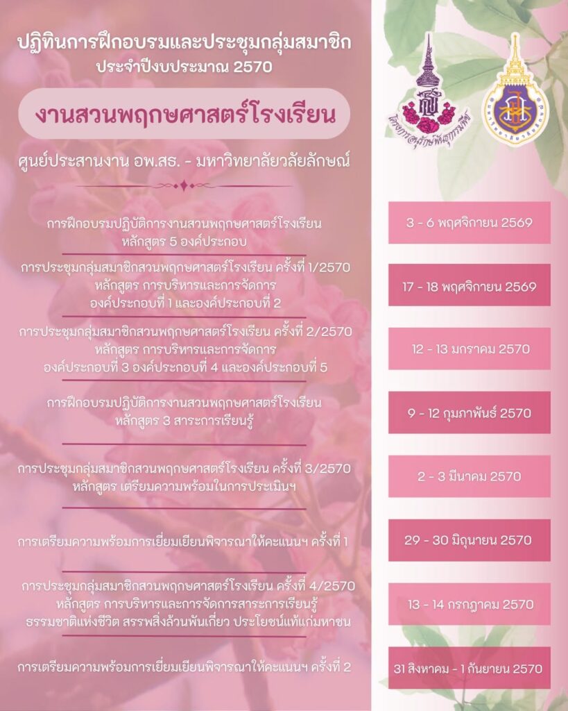 อพ.สธ.-มวล. เปิดปฏิทินงานสวนพฤกษศาสตร์โรงเรียน ปีงบประมาณ 2570